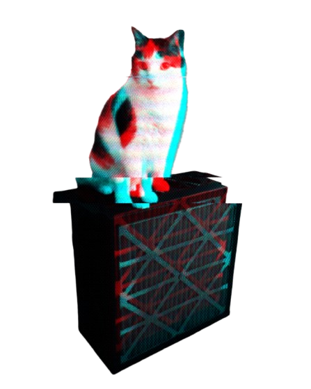 gray and white shorthair cat sitting on a black metal air purifier